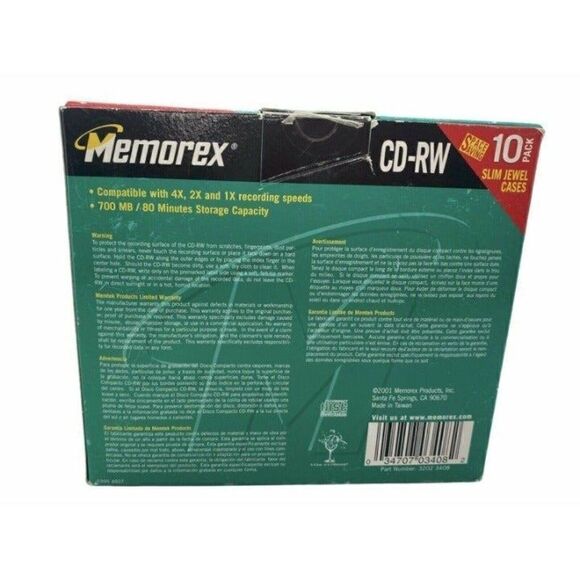 Memorex CD-RW 10pk/9pk Rewritable Compact Discs,700MB 80 MIN Open Box Read - Picture 3 of 3